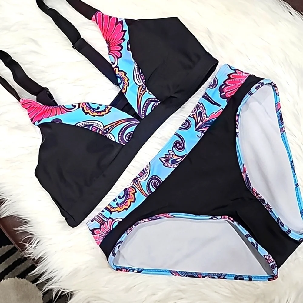 Scroll Floral ✦ Ladder Cutout Bikini Set ✦ Cheeky High-Stretch Adjustable Straps